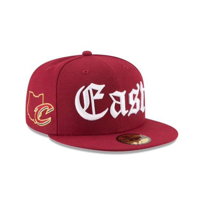 NBA Cleveland Cavaliers League Script 59Fifty Fitted (CKC3273) - Red New Era Caps